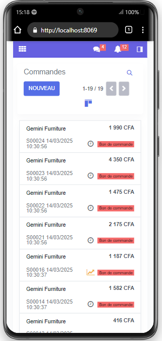 Version mobile Vente